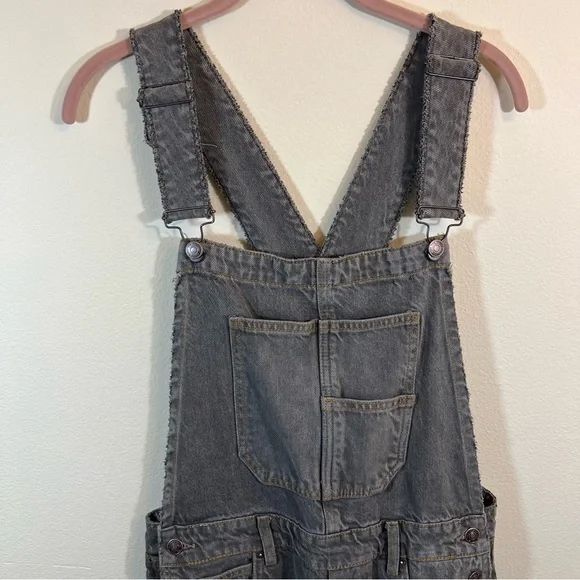 NWT Free People Gray Wide-Leg Denim Overalls - Picture 4 of 13